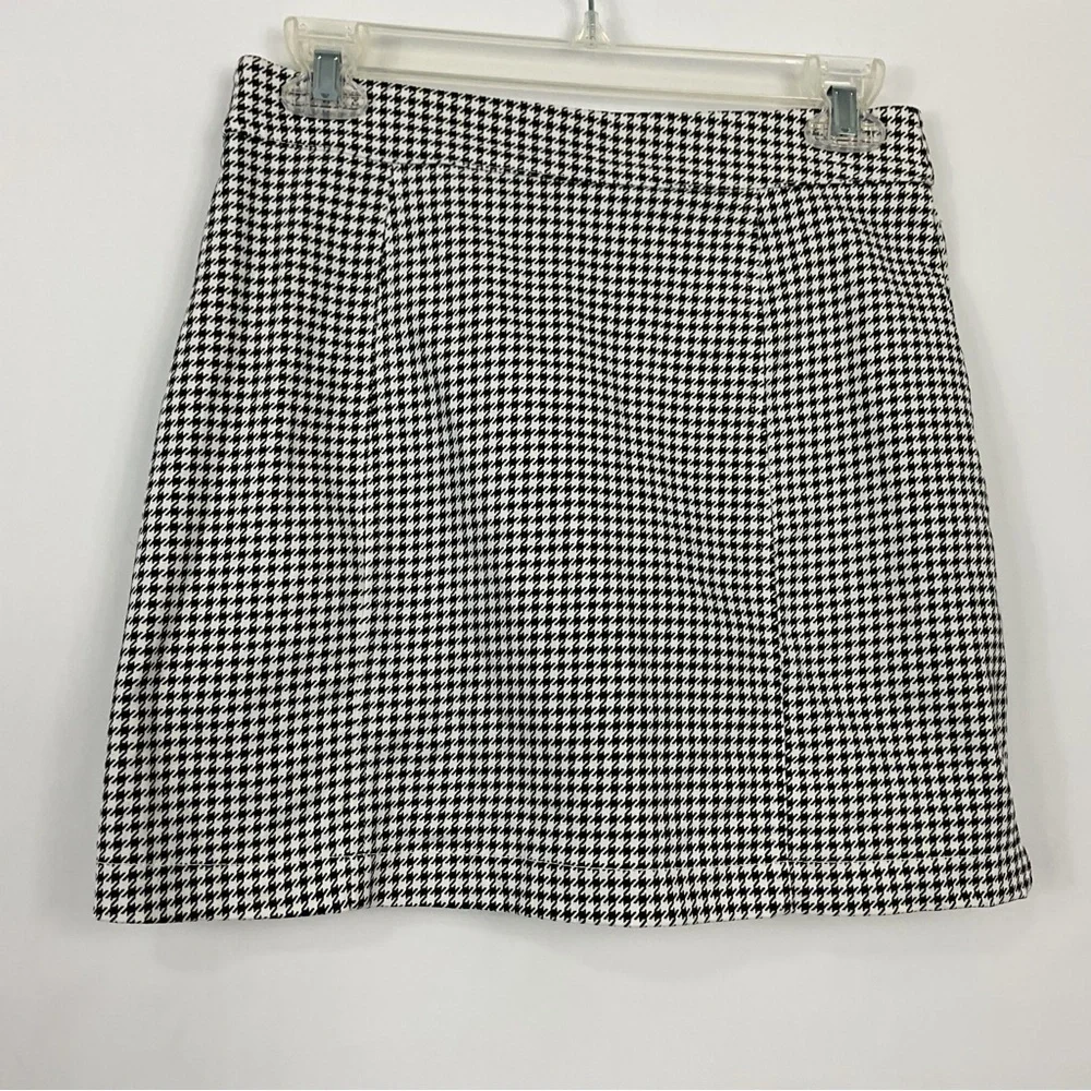 Forever 21 Houndstooth Zipper Front Bodycon Mini Skirt Size Medium